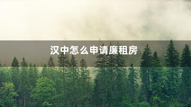 汉中怎么申请廉租房