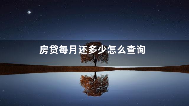 房贷每月还多少怎么查询