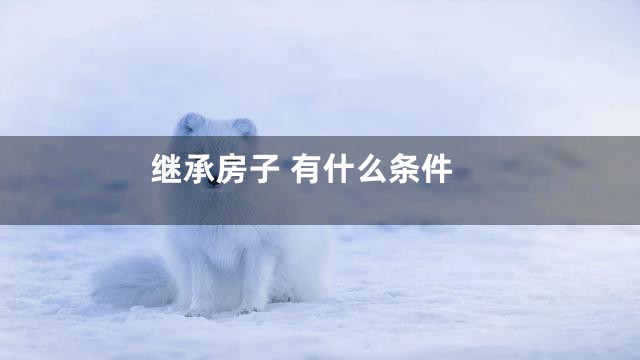 继承房子 有什么条件
