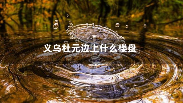 义乌杜元边上什么楼盘