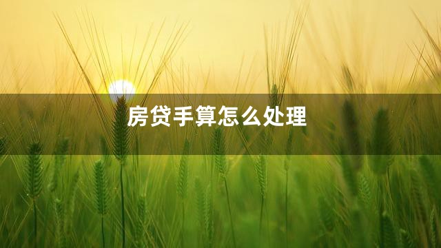 房贷手算怎么处理