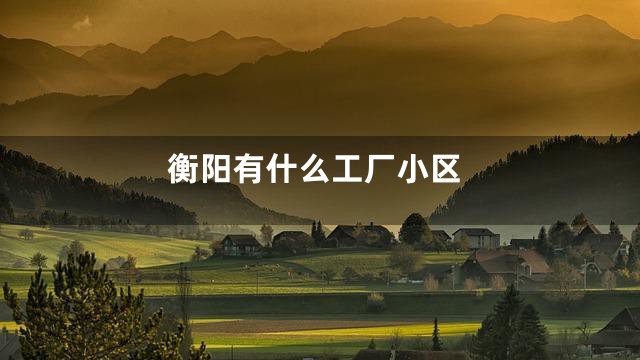 衡阳有什么工厂小区