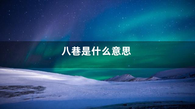 八巷是什么意思