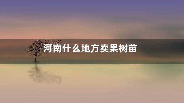 河南什么地方卖果树苗