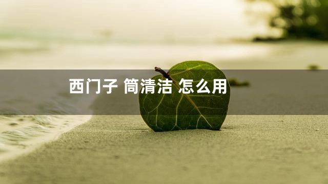 西门子 筒清洁 怎么用