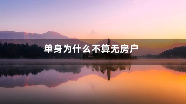 单身为什么不算无房户