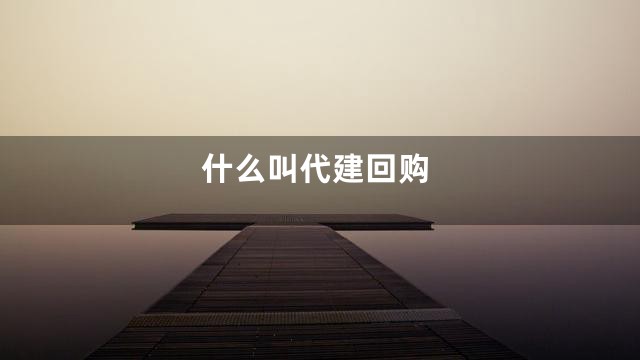 什么叫代建回购