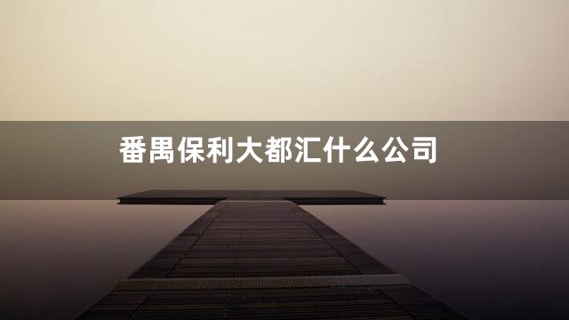 番禺保利大都汇什么公司