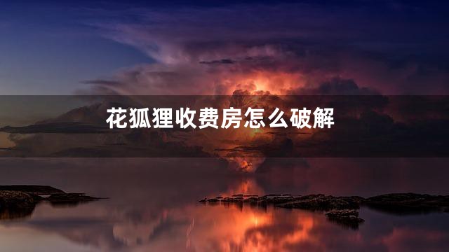 花狐狸收费房怎么破解