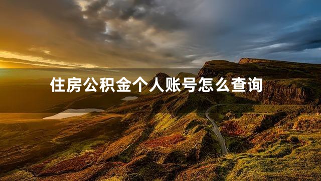 住房公积金个人账号怎么查询