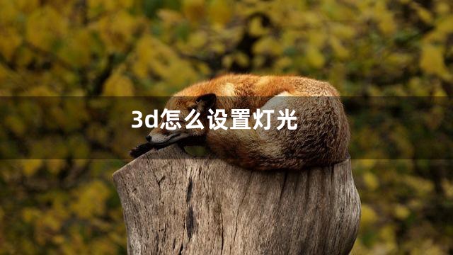 3d怎么设置灯光