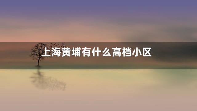 上海黄埔有什么高档小区