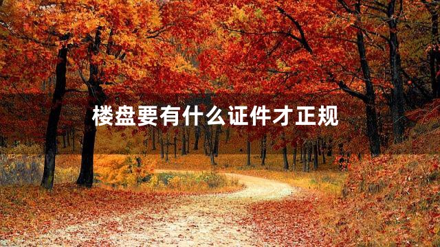 楼盘要有什么证件才正规