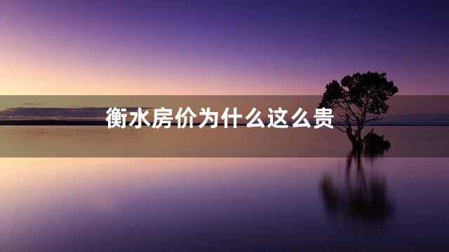 衡水房价为什么这么贵