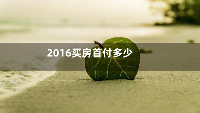 2016买房首付多少