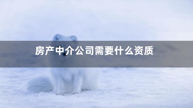 房产中介公司需要什么资质