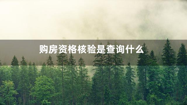 购房资格核验是查询什么