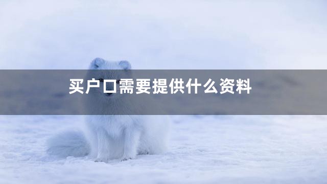 买户口需要提供什么资料