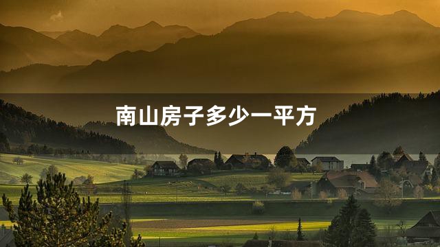南山房子多少一平方