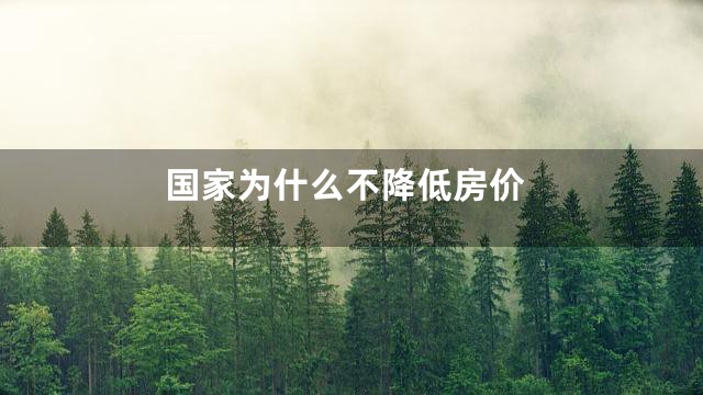 国家为什么不降低房价
