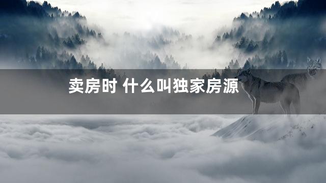 卖房时 什么叫独家房源