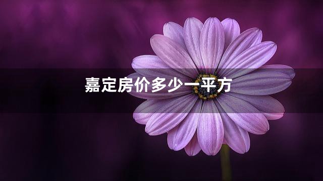 嘉定房价多少一平方