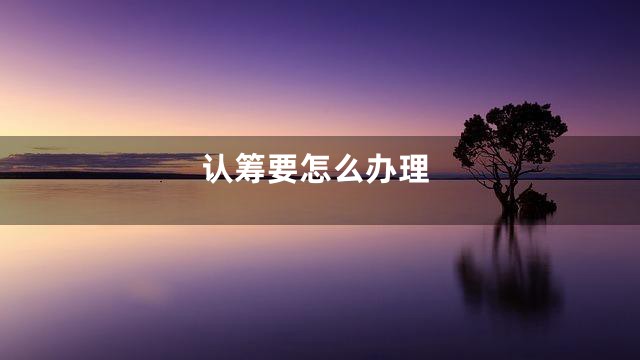 认筹要怎么办理