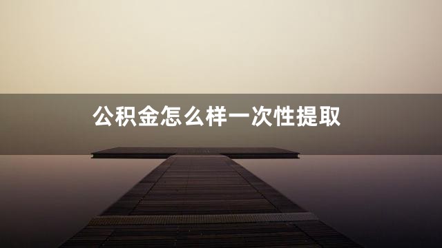 公积金怎么样一次性提取