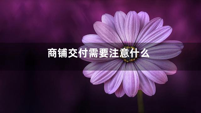 商铺交付需要注意什么
