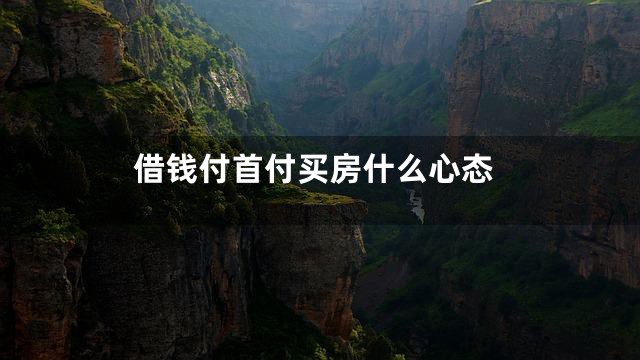借钱付首付买房什么心态