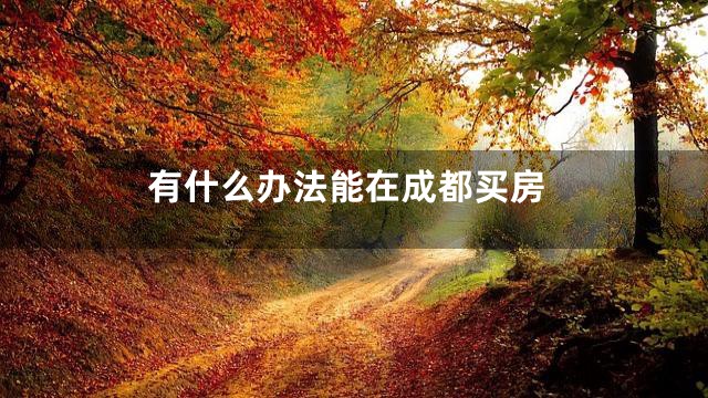 有什么办法能在成都买房