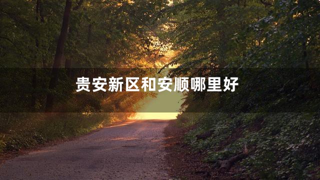 贵安新区和安顺哪里好