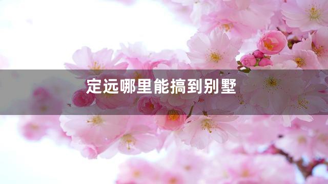 定远哪里能搞到别墅