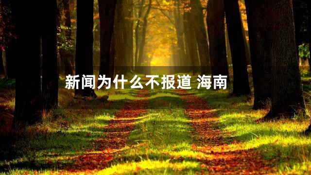新闻为什么不报道 海南
