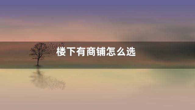 楼下有商铺怎么选