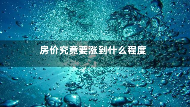 房价究竟要涨到什么程度