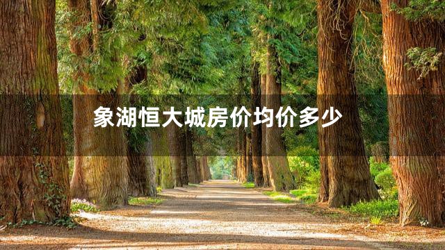 象湖恒大城房价均价多少