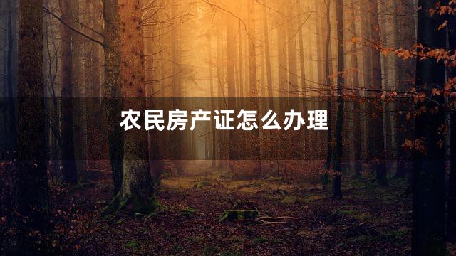 农民房产证怎么办理