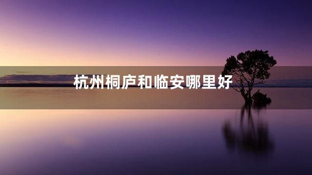 杭州桐庐和临安哪里好
