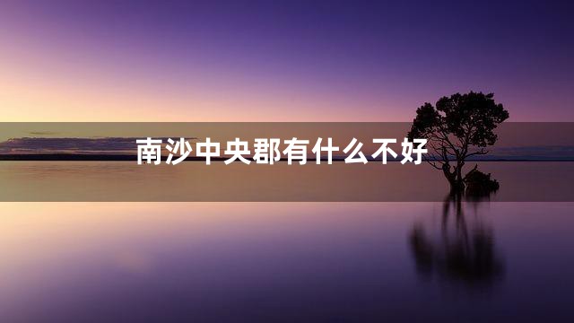 南沙中央郡有什么不好