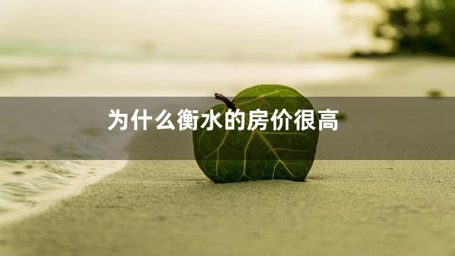 为什么衡水的房价很高