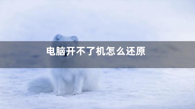 电脑开不了机怎么还原