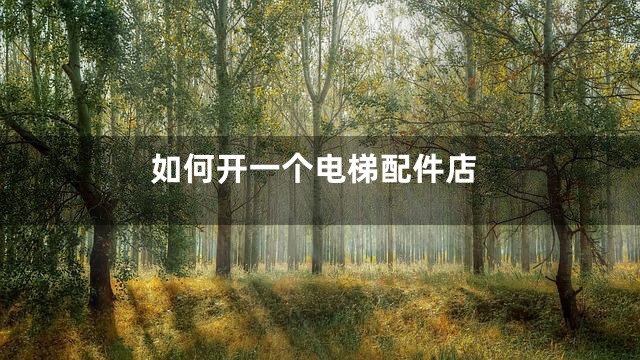 如何开一个电梯配件店