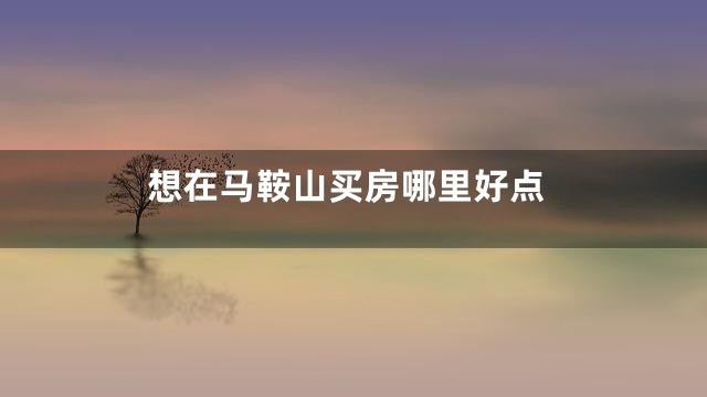 想在马鞍山买房哪里好点