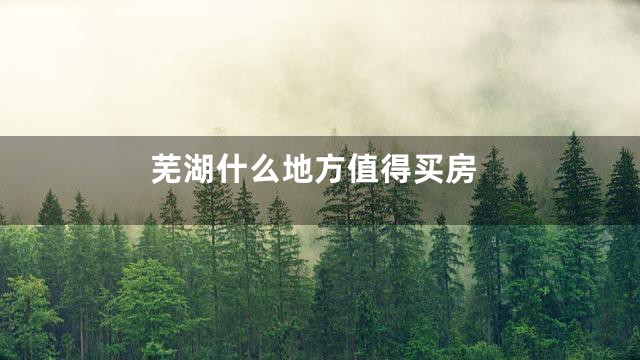 芜湖什么地方值得买房