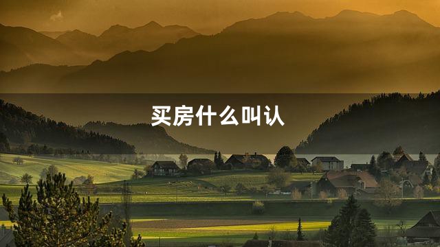 买房什么叫认