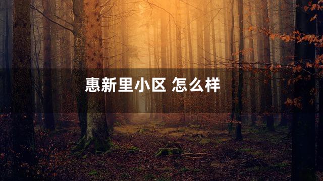 惠新里小区 怎么样