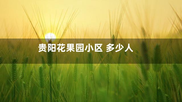 贵阳花果园小区 多少人