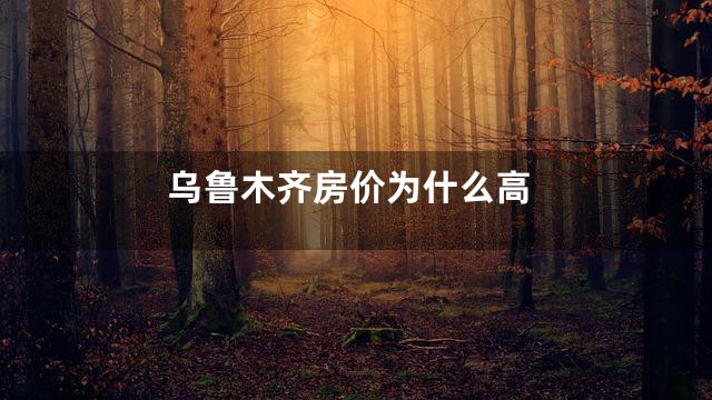 乌鲁木齐房价为什么高