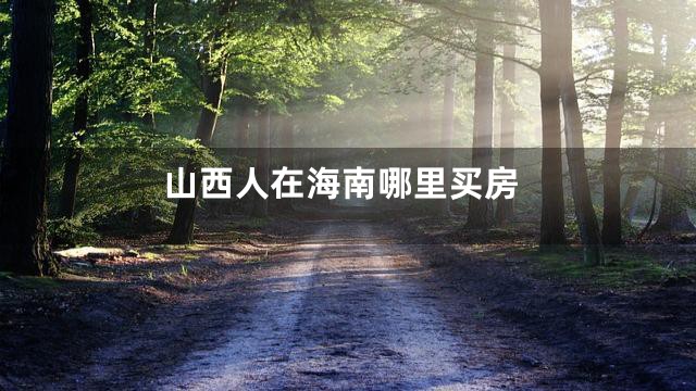 山西人在海南哪里买房